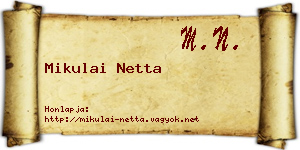 Mikulai Netta névjegykártya